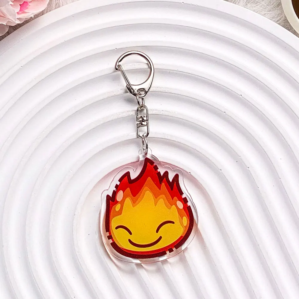 شخصيات أنيمي يعوي تتحرك القلعة سلسلة مفاتيح مصنوعة من الأكريليك اكسسوارات حقيبة سحر الإبداعية على ظهره قلادة كيرينغ هدايا للأصدقاء #5