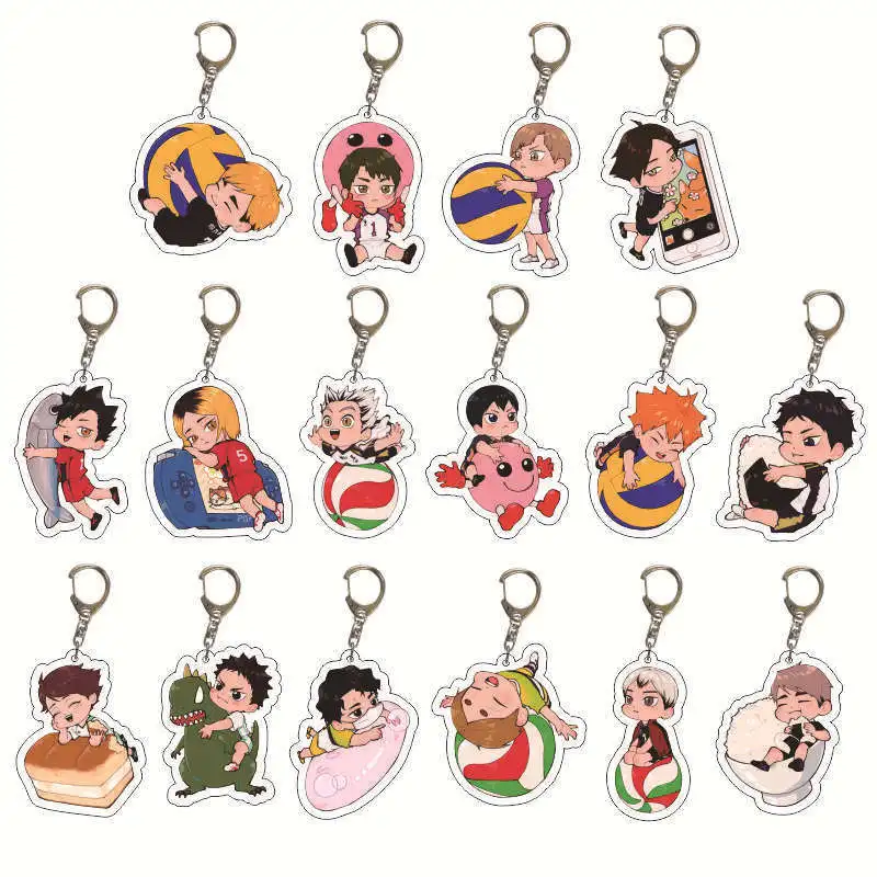 Japanischer Anime H-aikyuu Acryl Schlüsselanhänger Charakter Shoyo Hinata Tobio Kageyama Periphere Tasche Modeschmuck Dekoration Anhänger