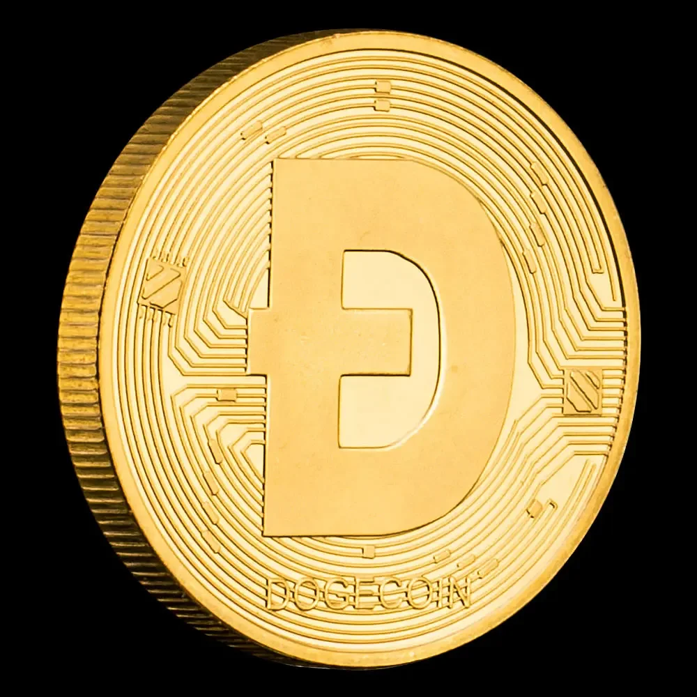 Cute Dogecoin Crypto Golden Plated Souvenir Coin Physical Cryptocurrency Coin Non-currency Crypto Souvenir Coins