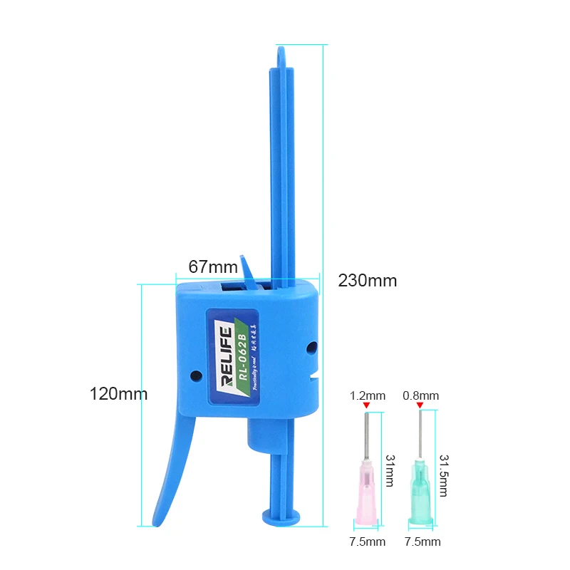 RELIFE RL-062A RL-062B RL-062C Manuale Colla Ago Booster Vestito per 10CC Siringa Olio Pasta di Saldatura Flux Strumento di Propulsione