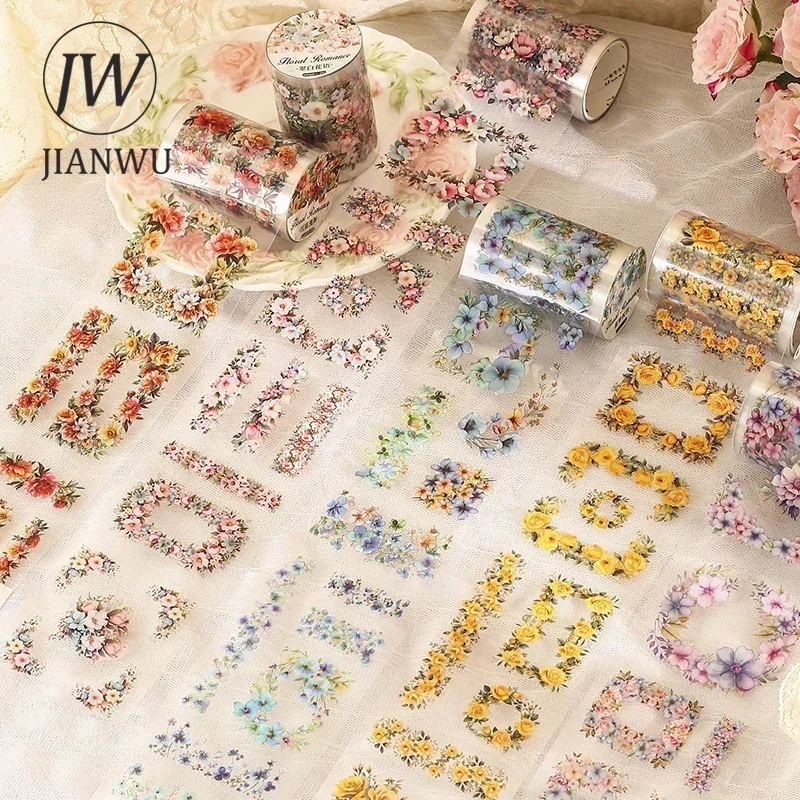 JIANWU 60mm * 200cm seri romantis bunga antik bunga batas bahan kolase pita hewan peliharaan kreatif DIY alat tulis Jurnal