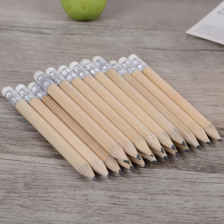 

100 Pcs Mini Simple Wood Pencil With Eraser Short Pencil 10cm For Kids And Children Writing papelaria school office supplies