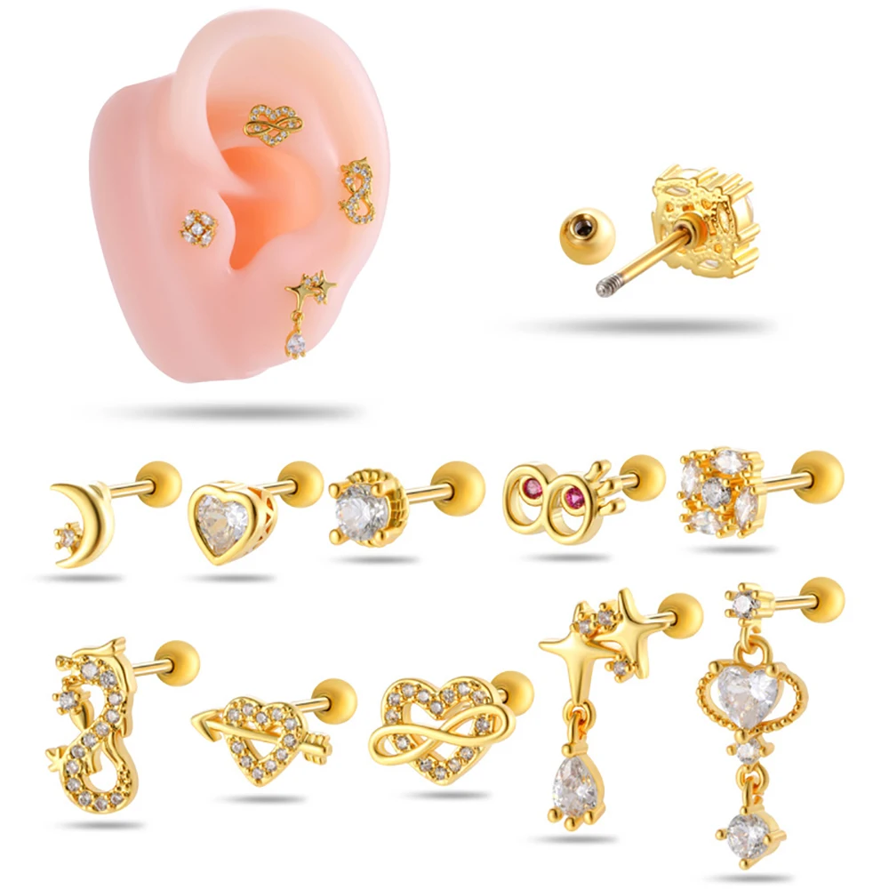 

Rhinestone Love Drop Earrings For Women Copper Inlaid Diamond Zirconia Stud Stainless Steel Pierce Ear Accessory