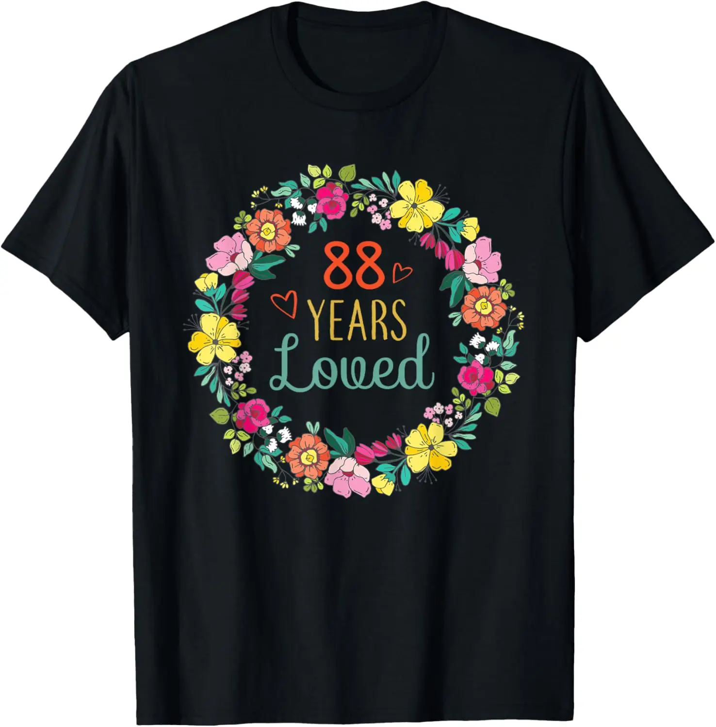 

88 Years Loved Cool Flowers Pattern Grandma 88th Birthday T-Shirt
