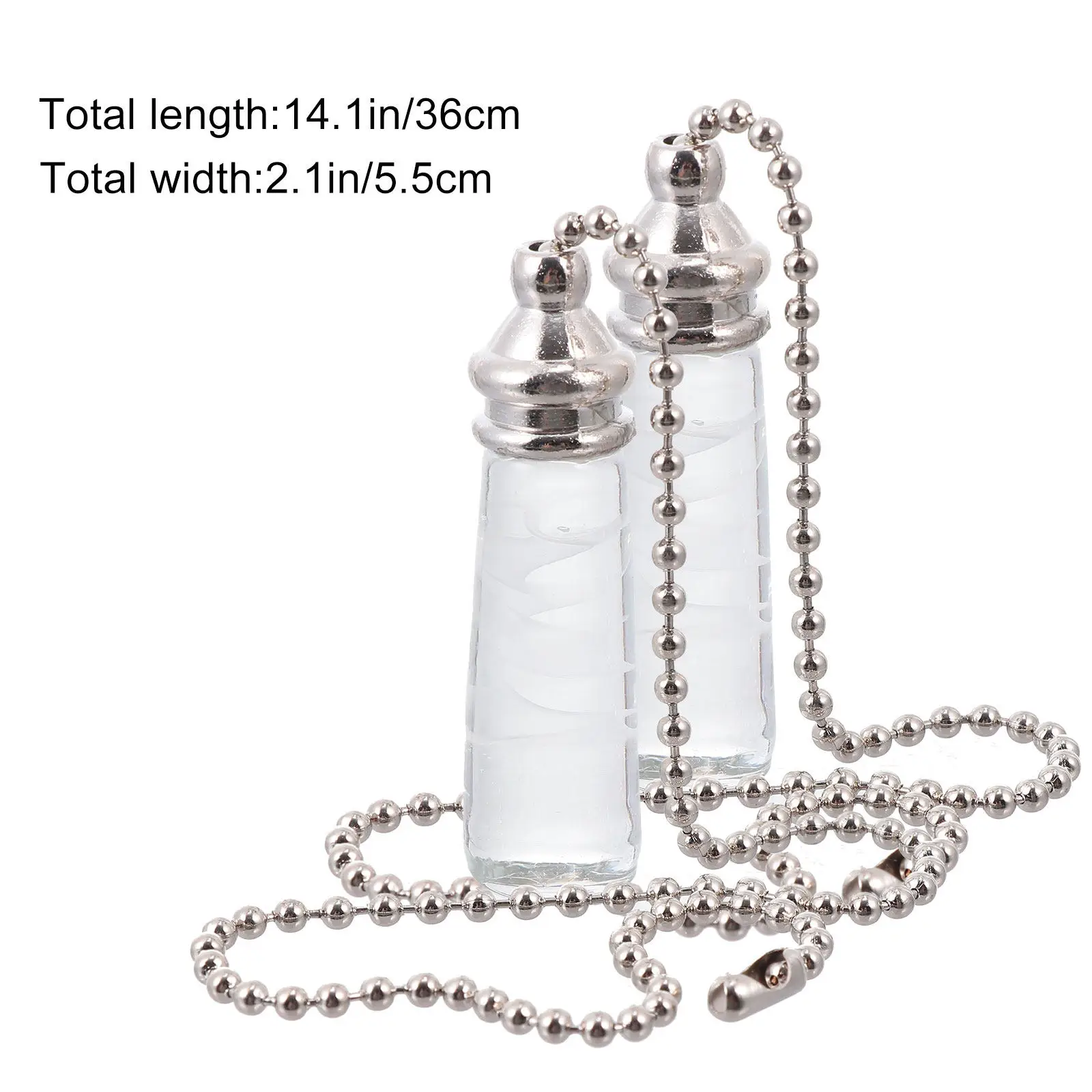 2Pcs Matte Silver Chain Crystal Pull Chain for Ceiling Fan Light Hanging Lamp Decoration Decorative Pendant for Home Chandelier