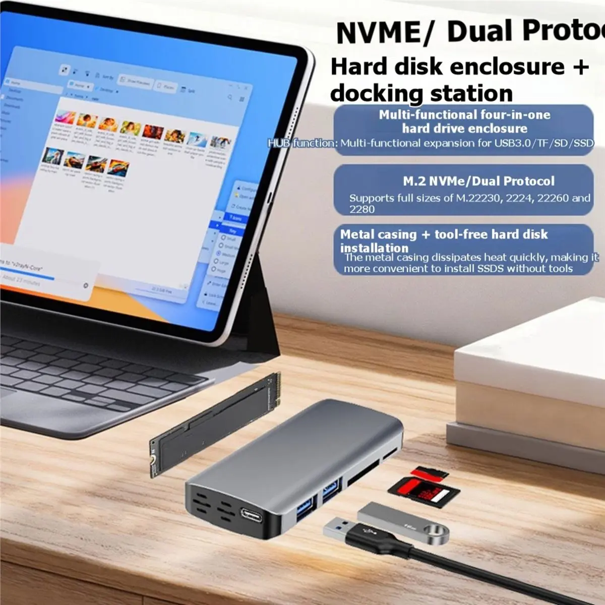 goodidea M.2 Expansion Dock NVMe HUB External Hard Drive Enclosure 10Gbps SSD Case for M2 Solid State Drive A-C Line