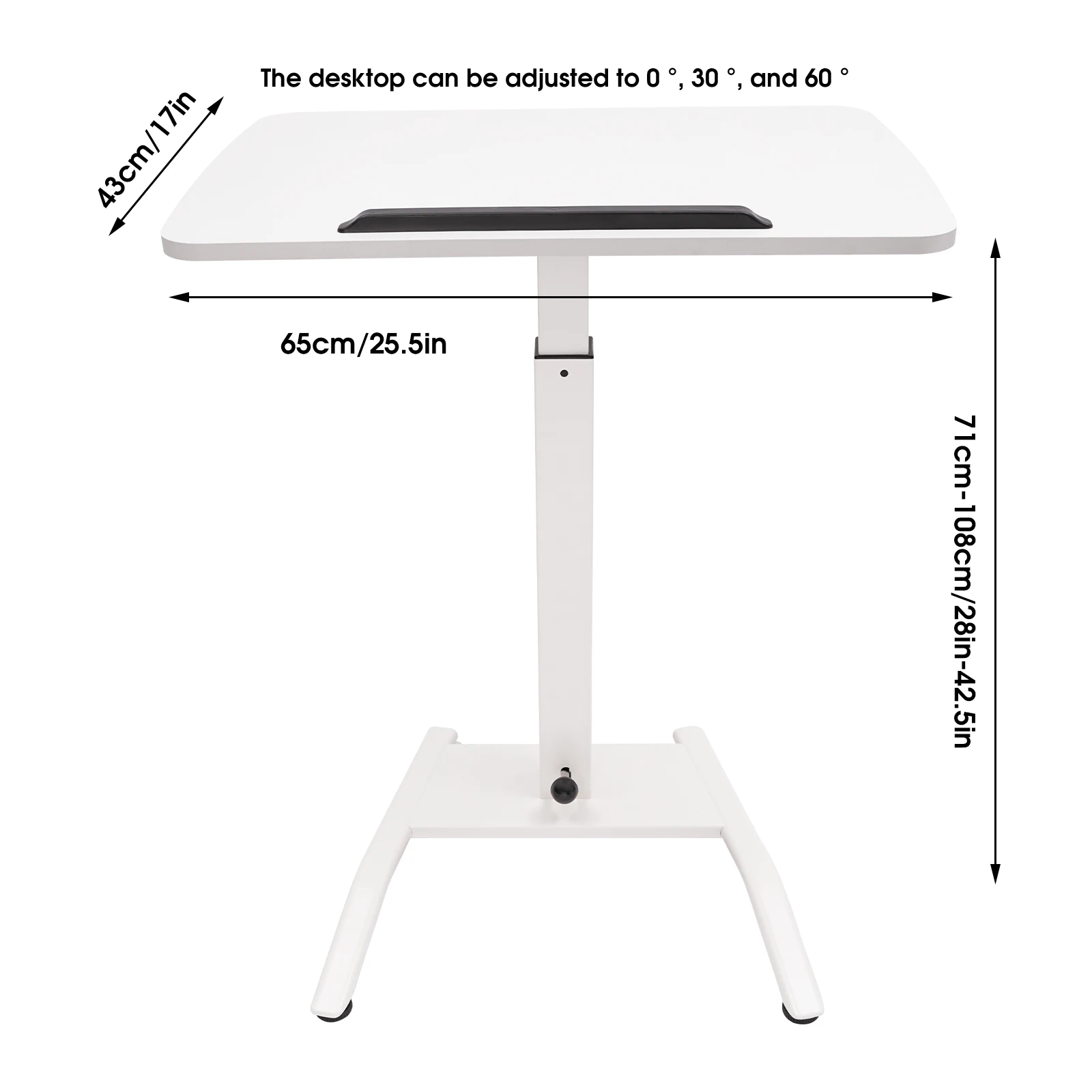 Adjustable Rolling Desk, 25.5