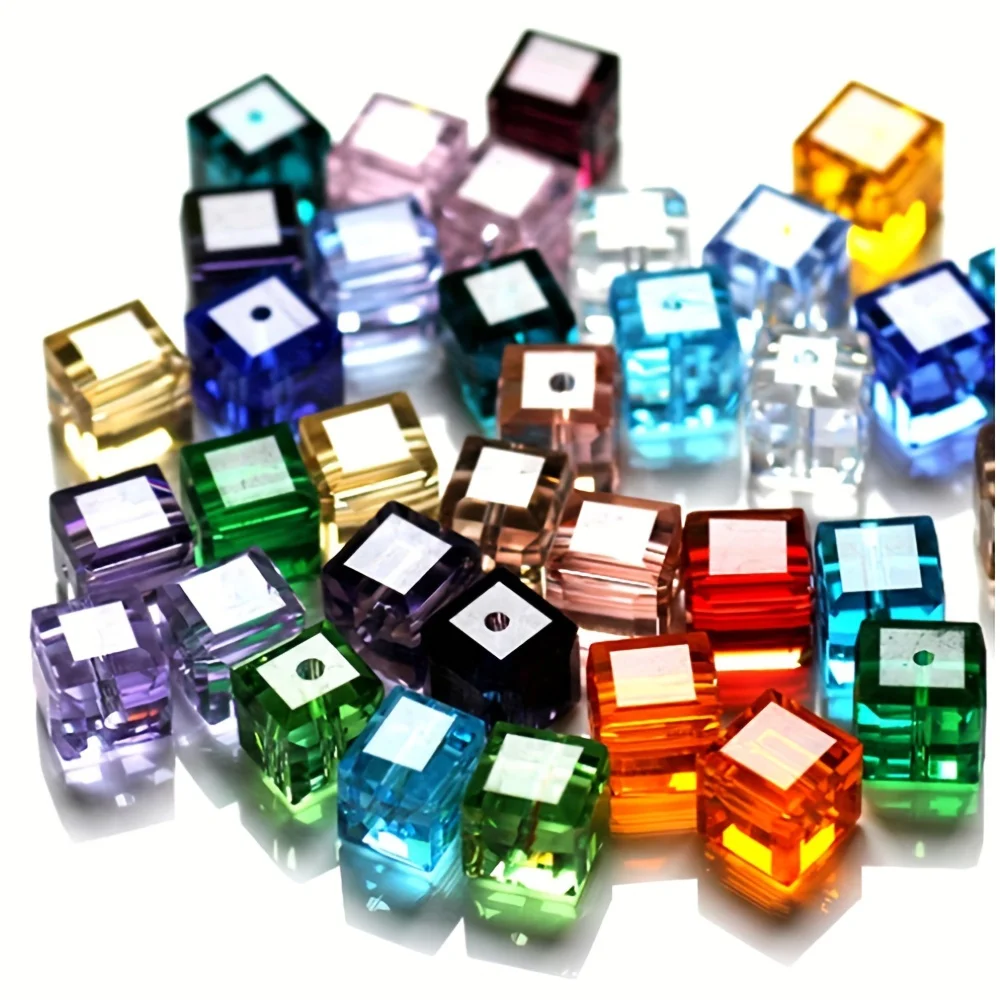50 قطعة 6 مللي متر الملونة مكعب الزجاج الخرز الفواصل السحر DIY بها بنفسك صنع المجوهرات اكسسوارات حلية لوازم الديكور