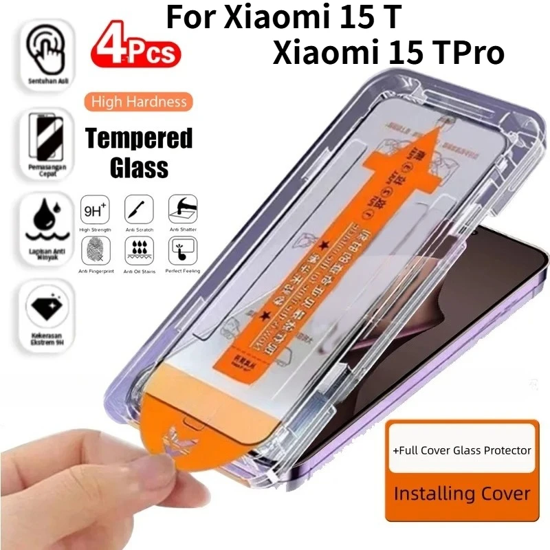 1-4pcs HD Clear Tempered Glass Screen Flim for Xiaomi 15T 14T 13T Pro 15 17 Ultra One-Click Bubble-Free Installat Dust Free