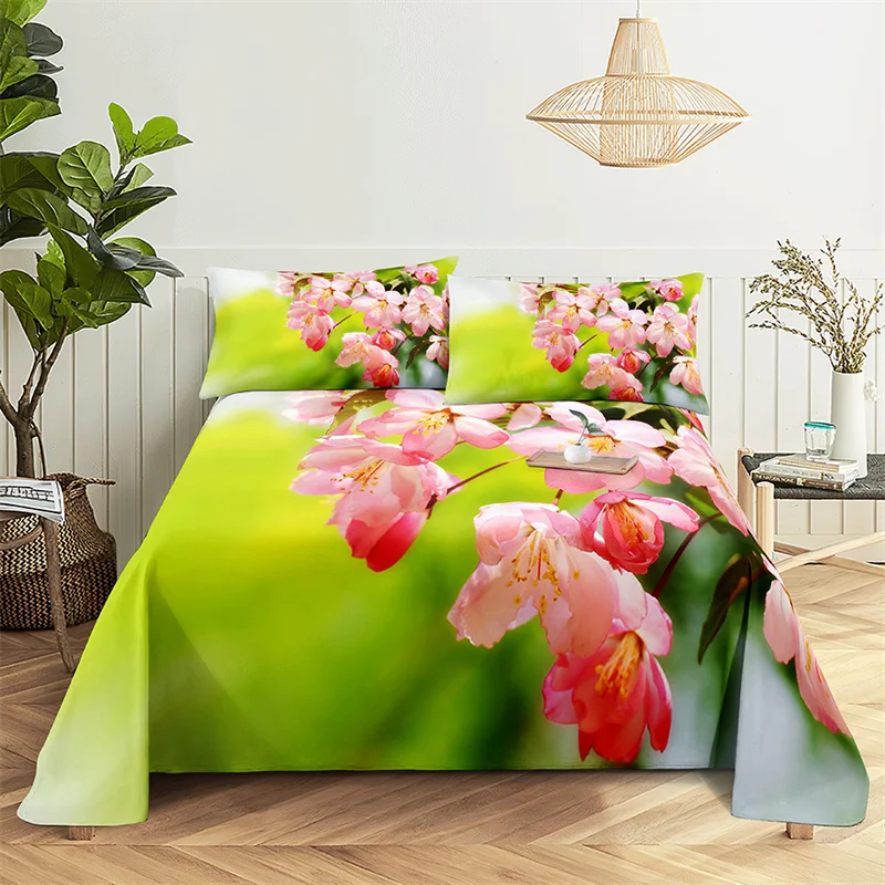 

Plant Flowers Queen Sheet Set Kid's Girl Room Flower Bedding Set Bed Sheets and Pillowcases Bedding Flat Sheet Bed Sheet Set