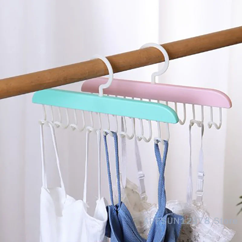8 Hooks Bra Hanger Belts Camisole Clothes Organizer Rack Tie Hats Scarf Holder Non-slip Space Saving Wardrobe Storage