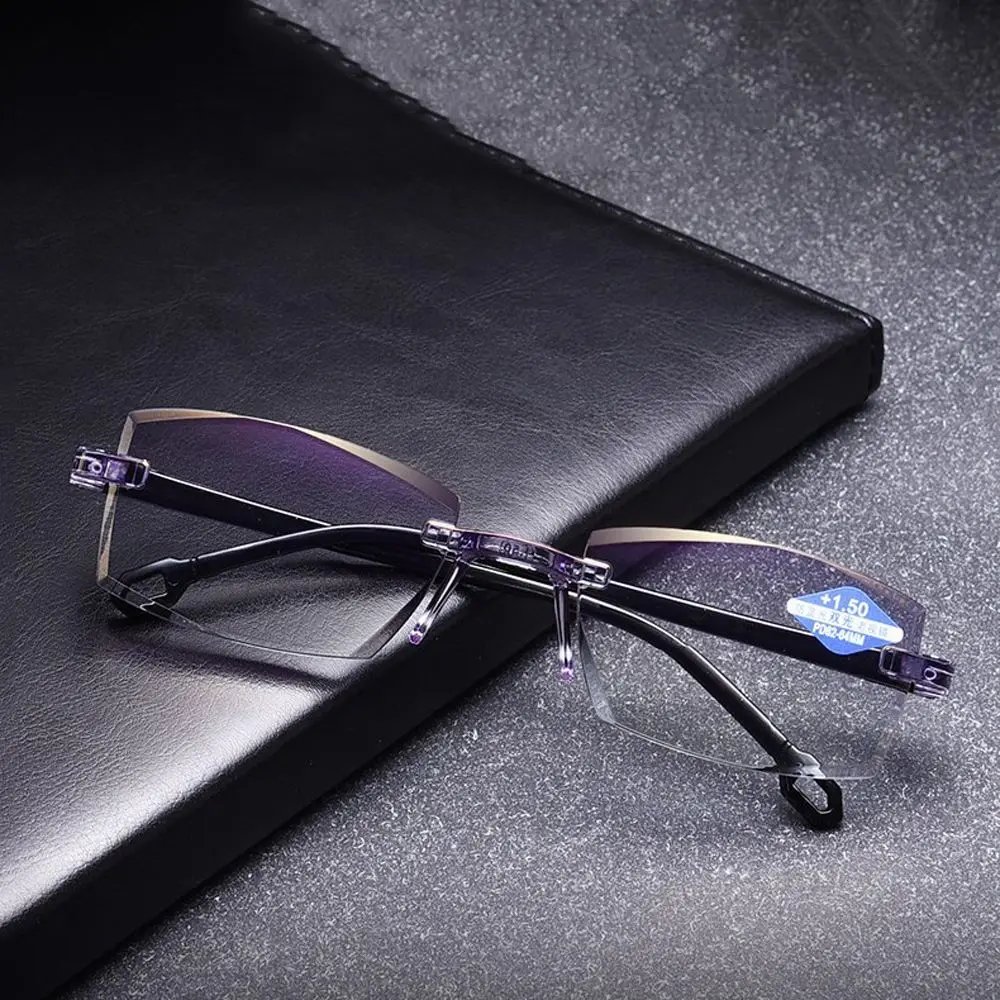 

Light Proof Dual Light Presbyopia Eyeglasses Computer Eyeglasses Rimless Presbyopic Eyewear Anti-blue Light Reading Glasses