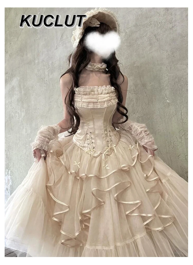 طقم نسائي مكون من قطعتين فستان سهرة لوليتا 2025 جديد راقي لحفلات الطلاب طقم بلوزات وتنورة على طراز الأميرة