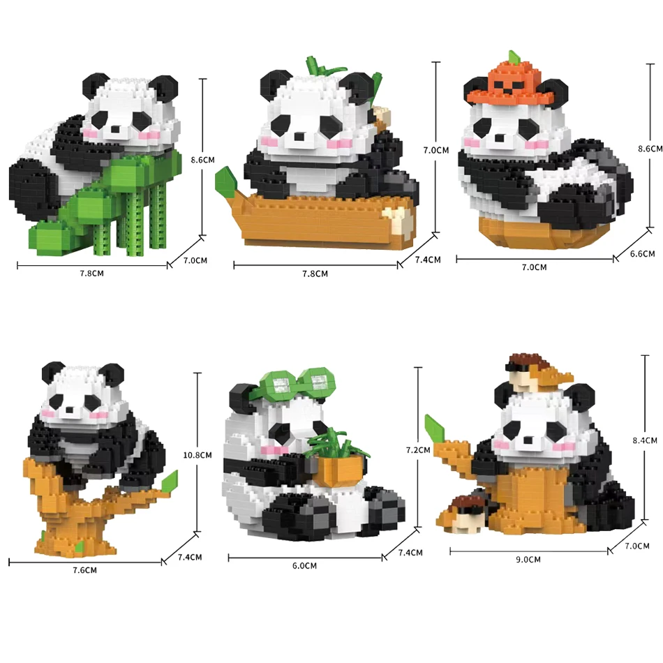 More Types Mini Kawaii Panda Micro Building Blocks Lovely Animal Bricks Desk Decoration Children Toys Gift