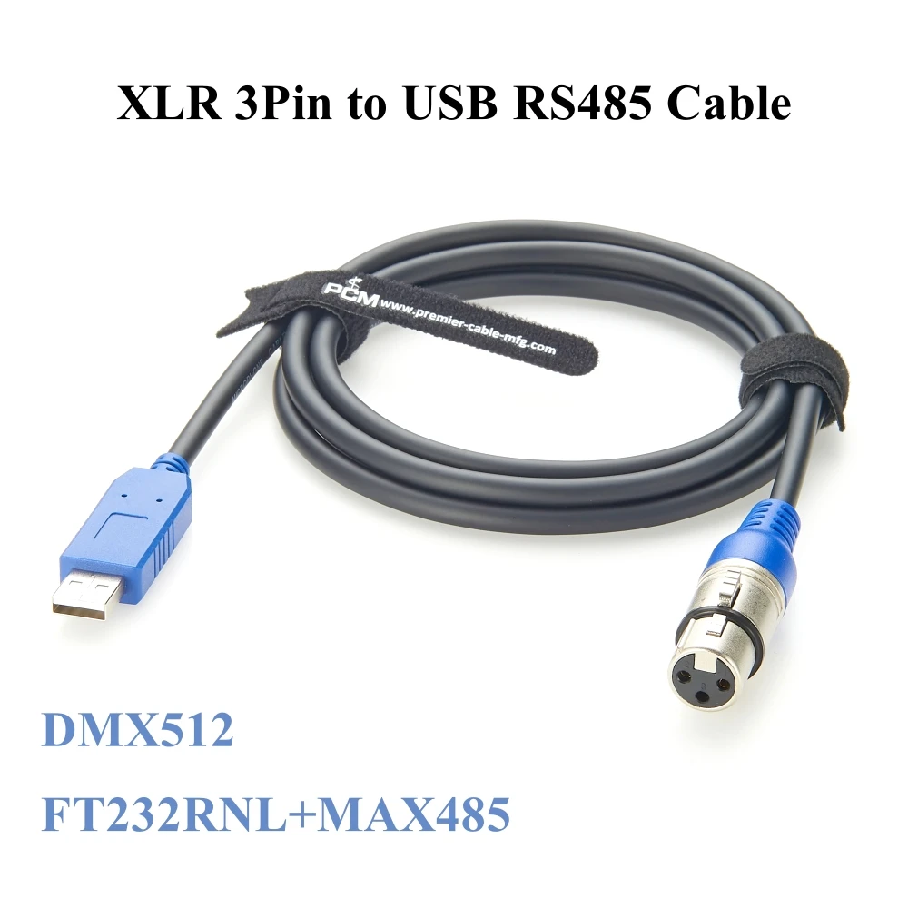 USB to DMX Adapter Cable FTDI RS485 Serial Converter 3Pin XLR DMX512 PC to Stage Light Controller Dimmer Cable For Freestyler