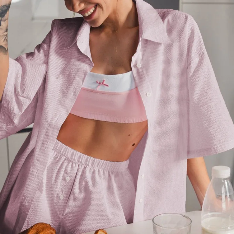 ทูร์โรสกางเกงขาสั้นลายทาง 2 ชิ้นแฟชั่นเสื้อคาร์ดิแกนลำลองกางเกงขาสั้นชุดเดินทางวันหยุดใหม่สตรีทแวร์ผู้หญิงกางเกงขาสั้นชุด