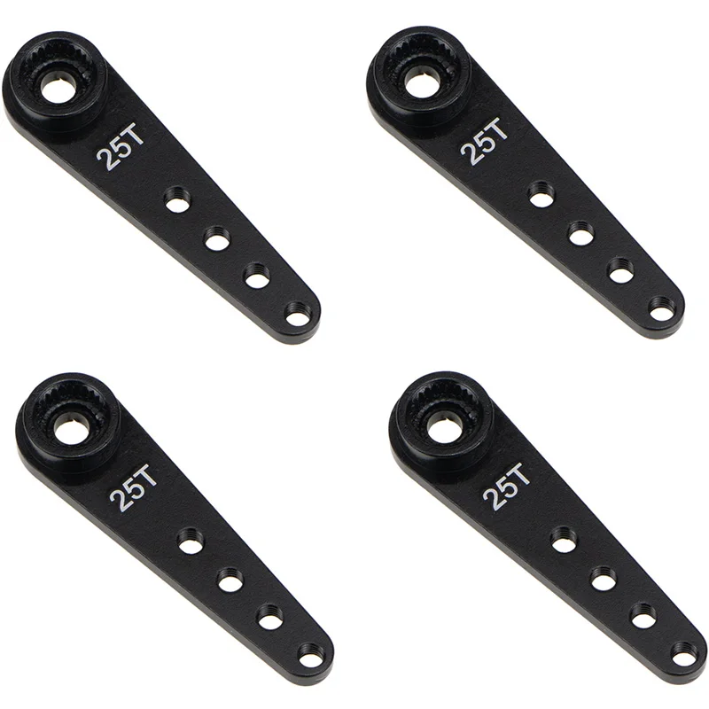 4PCS 37Mm 25T corno del braccio Servo dello sterzo con estensione in metallo per parti del cingolo dell\'auto RC, nero