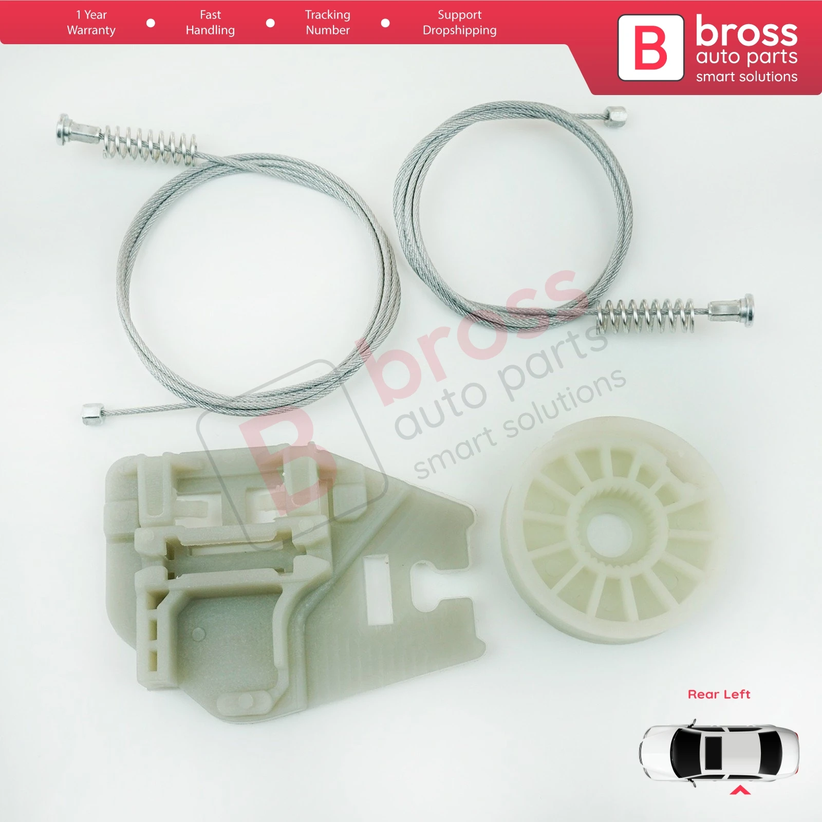 Bross ricambi Auto BWR617 Kit di riparazione alzacristallo elettrico porta posteriore sinistra per BMW X5 E53 1999-2006 spedizione veloce