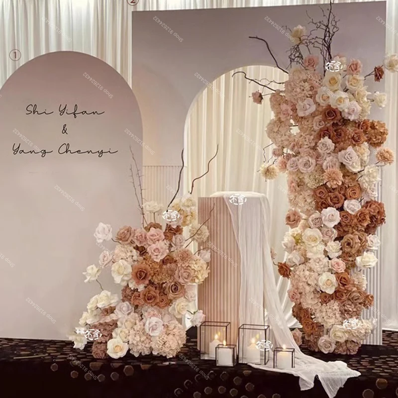 

5D Nude Color Series Rose Wedding Backdrop Arch Board Decor Floral Arrangement Window Display Floor Flower Row Event Party Props