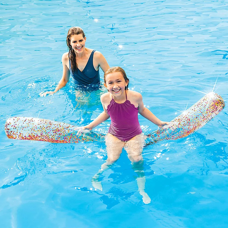 Juguetes De Agua lujosos gigantes Premium de 71 pulgadas, fideos inflables flotantes para piscina, flotadores llenos de confeti con destellos para adultos