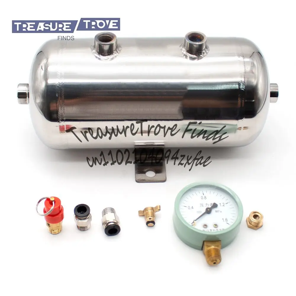 

Air Storage Tank 304 Stainless Steel Air Tank Small 2L Vacuum Buffer Pressure Tank 1/4G Inlet Size Customizable