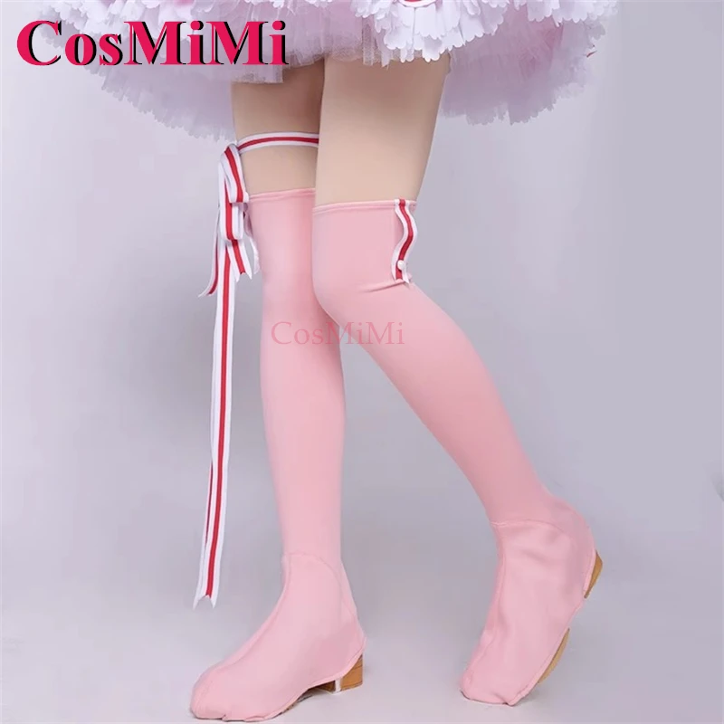 CosMiMi Cardcaptor Sakura Kinomoto Sakura Косплей Костюм Прозрачная карта Розовая боевая форма Карнавальная одежда для ролевых игр S-XL