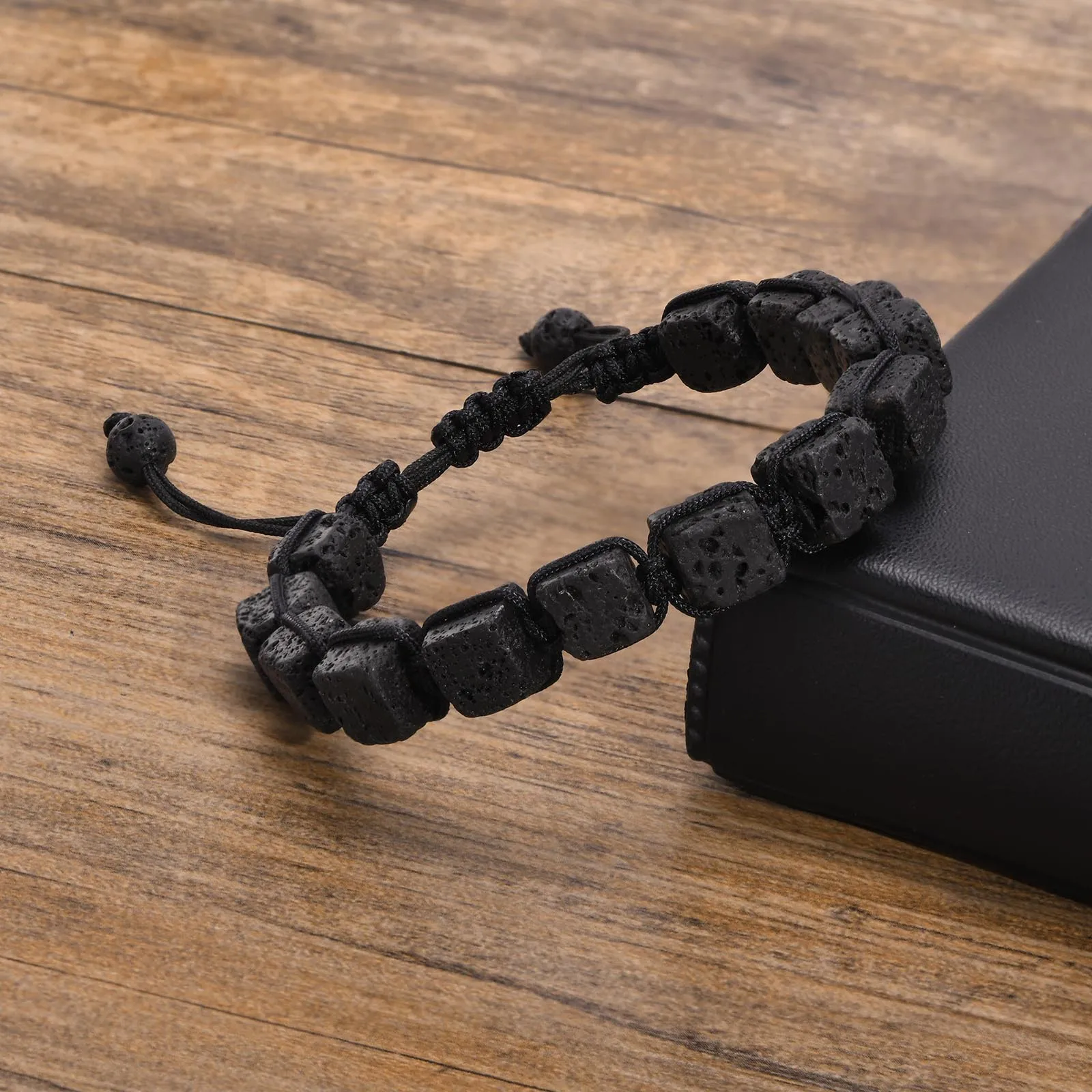 Vnox Black Lava Stone Bracelet, Men's Energy Power Gift