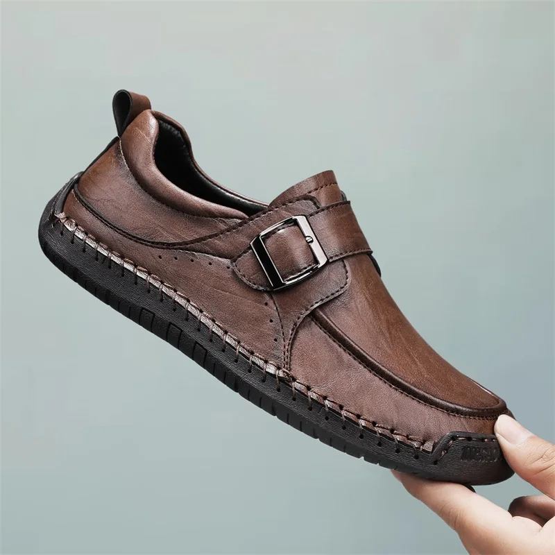 

Мужские лоферы из искусственной кожи с плоской подошвой, удобная повседневная классическая повседневная мужская обувь, размеры 38-46