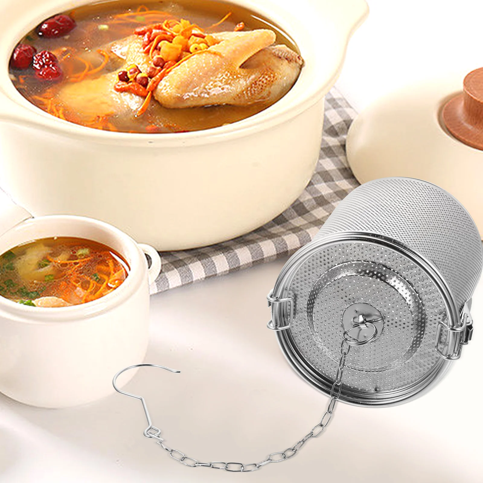 

Stainless Steel Soup Boiler Seasoning Filter Spice Infuser Household Pot Strainer Reusable Compact Kitchen Accessories High