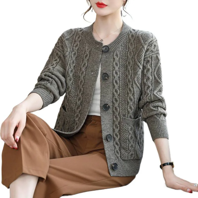 Korean Style Women's Sweater Autumn Long Sleeve O-Neck Cardigan Woman Loose Knitwear Top Female Clothing Cardigans Lady - Image 6