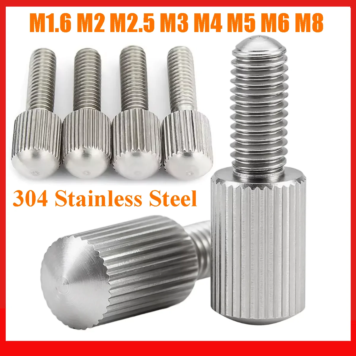 5/10pcs M1.6 M2 M2.5 M3 M4 M5 M6 M8 GB836 304 Stainless Steel Knurled Thumb Screws Small Head Hand Tighten Curtain Screw Bolts