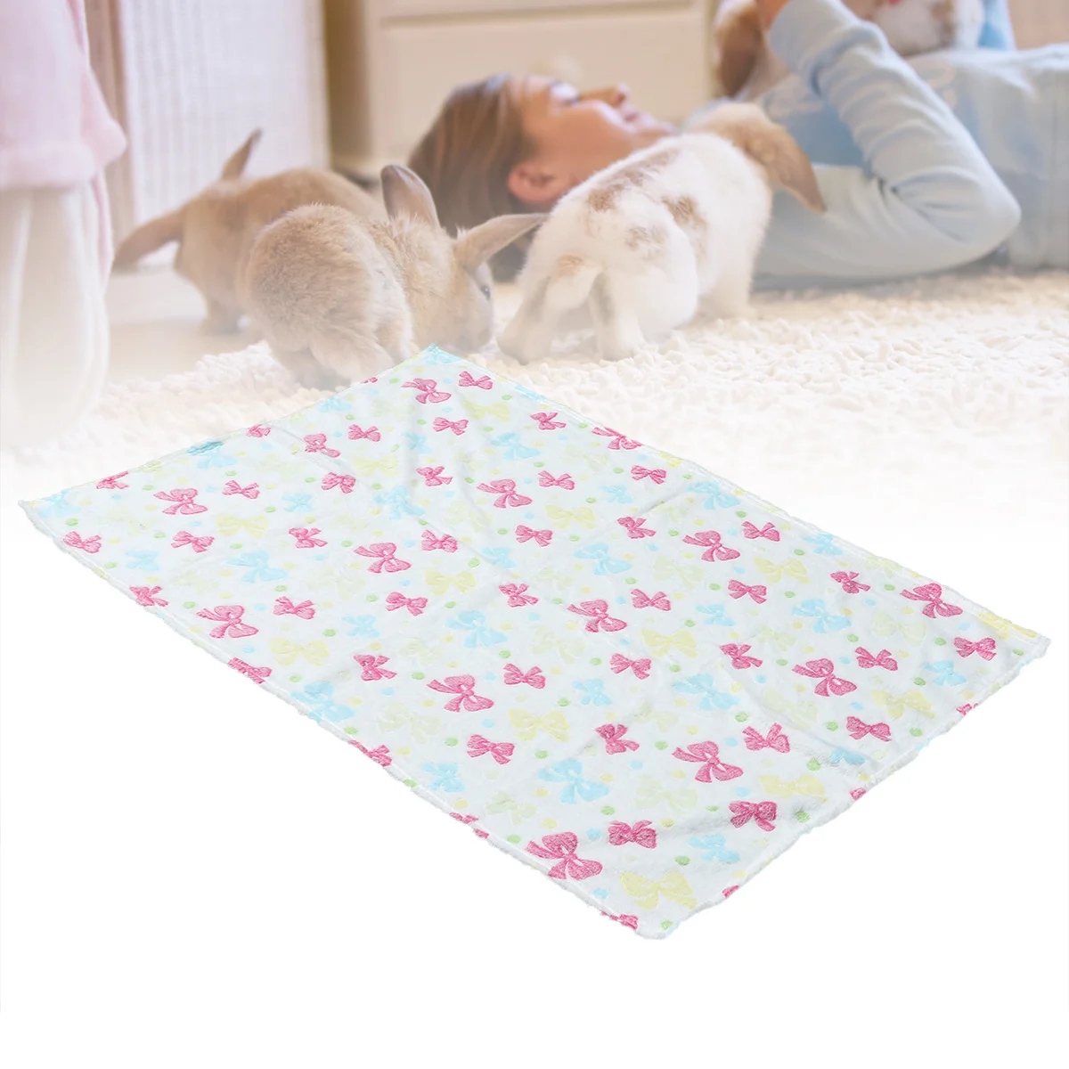 

Coral Blanket Large Soft Warm Pet Blanket Dog Cat Bed Cover Pink Bow for Puppies Indoor Outdoor Use