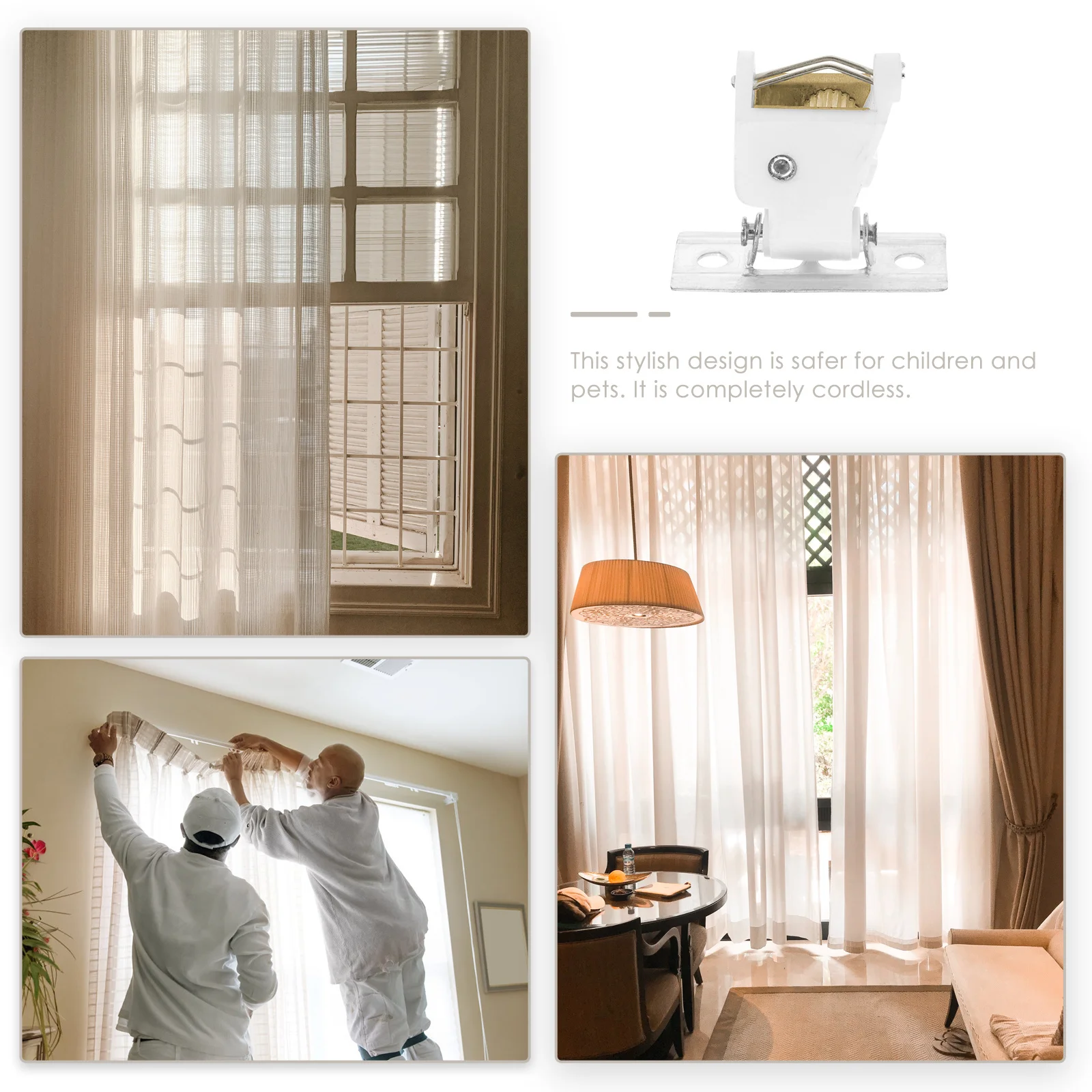 

4Pcs Universal Curtain Cord Locks High Flexibility Stainless and Polyester Lock for Roman Blinds Bamboo Window Shades Stable