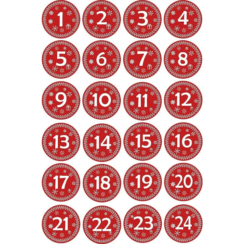 

1Sheet Christmas Advent Calendar Stickers Xmas Countdown Gift Packaging Label Sticker Merry Christmas Party Decor New Year