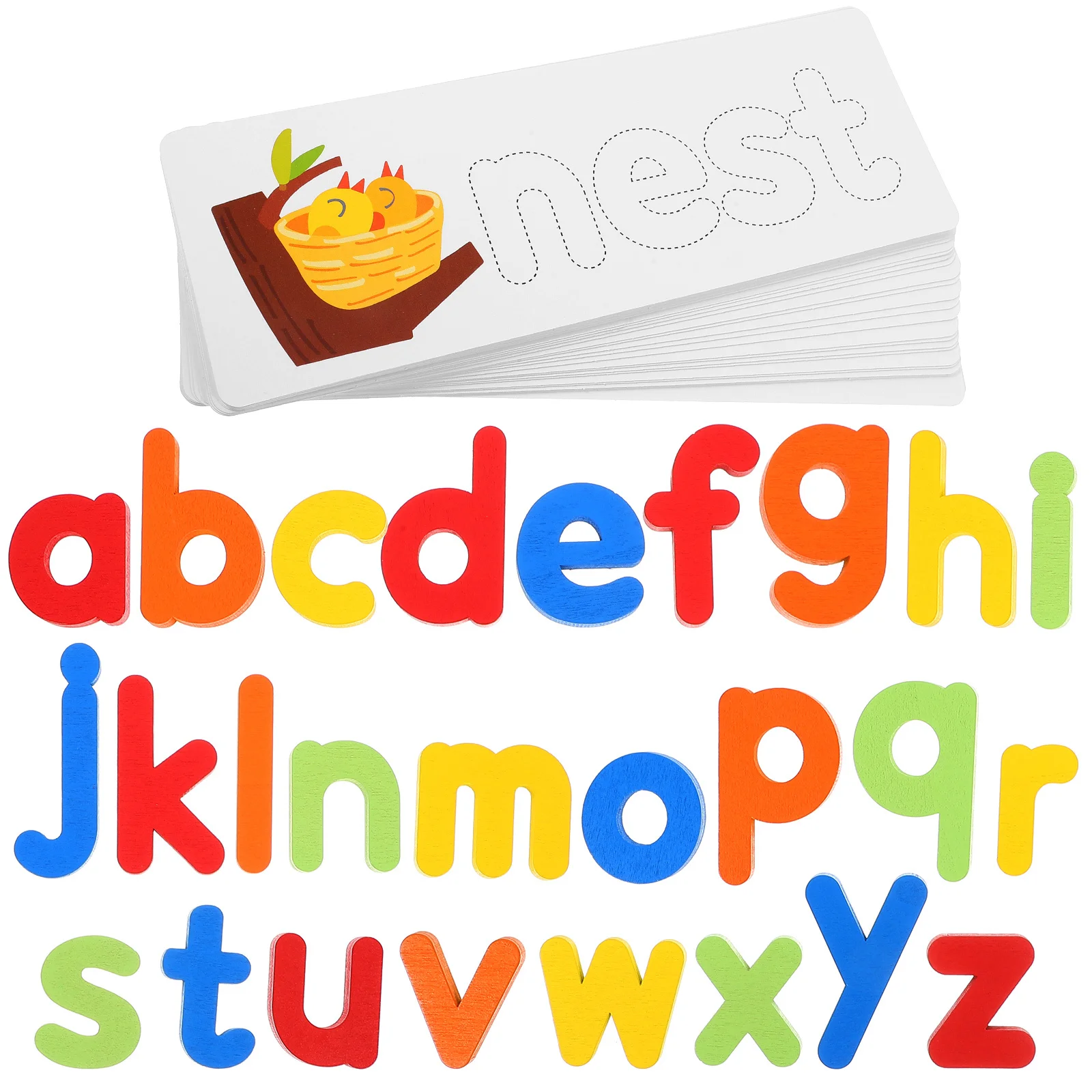 1Set Wooden Alphabet Spelling Game Educational Learning Tool for Kids Preschool Kindergarten Christmas Gift Alphabet Game Toys