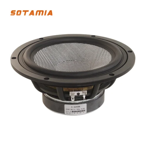 SOTAMIA, 1 Uds., Woofer medio de 8 pulgadas, 8 Ohm, 200W, fibra de carbono, fibra de vidrio, lavabo de sonido trenzado, altavoz HIFI, sistema de música de cine en casa
