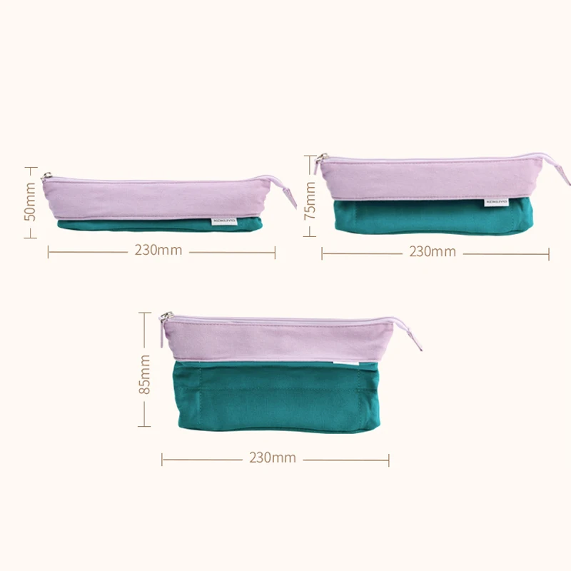 Kawaii KOKUYO Tri-fold Canvas Pencil Case Large Capacity Creative Multifunctional Stationery School Supplies Japanese Stationery