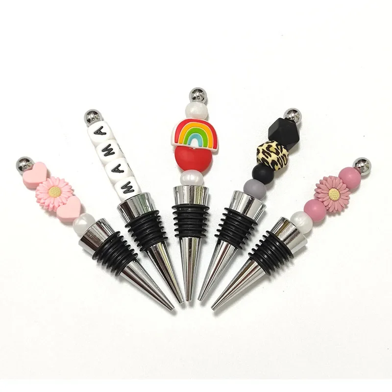 

10Pcs DIY Bead Wine Stoppers for Wine Bottles Wine Saver Bottle Stopper for Beverage Silicone Wine Stopper For Gifts Cocktail