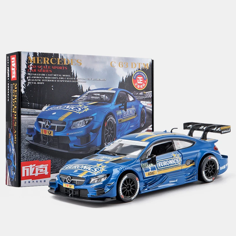 

Масштабная модель автомобиля Mercedes-Benz C63 AMG 1:32, литая под давлением, из сплава, для сборки, игрушечная машинка для детей