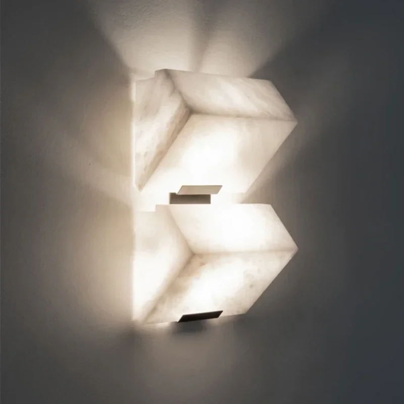 

Nordic Natural Marble Wall Lamp Hotel Corridor Aisle Lamps Living Room Bedroom Background Wall Bedside Copper Wall Lamp