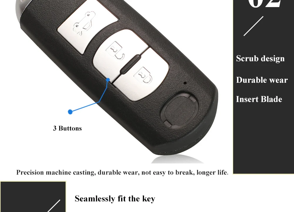 Jingyuqin 433 Mhz ID49 2/3/4 Tasten Smart Key für MAZDA 2 3 6 CX-5 Atenza Axela 2014 + SKE13E-01 SKE13E-02 Auto Fernbedienung Nologo – Detail 8