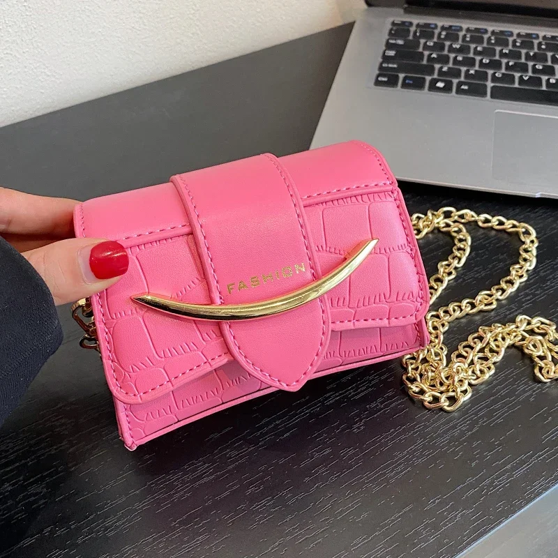 

Black Crocodile Pattern Crossbody Bag For Women Fashion Mini Lipstick Pouch Coin Purse Handbag Solid Color Pu Leather Bag