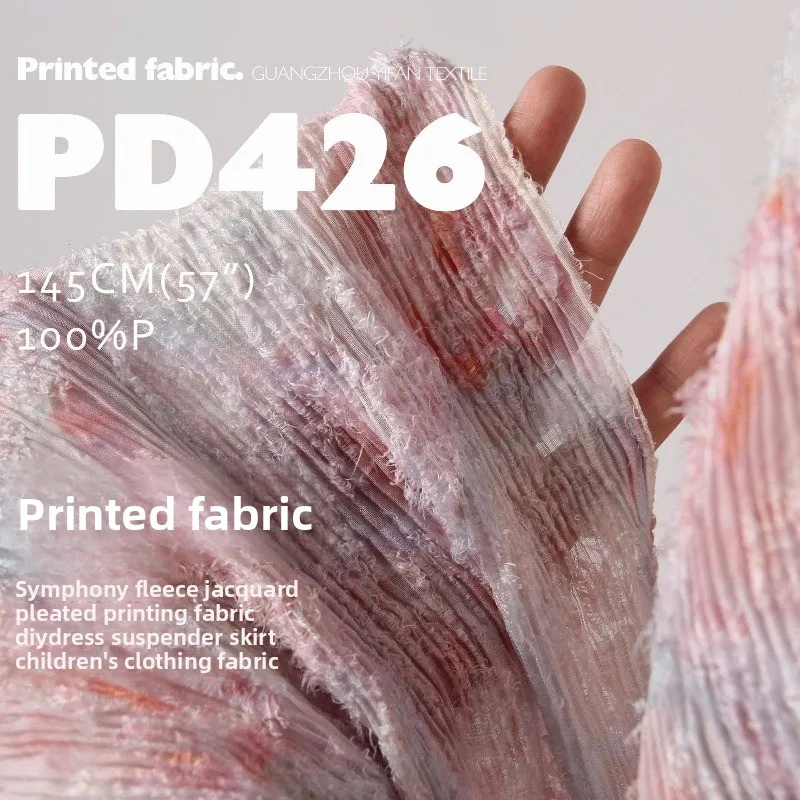 

Pile Jacquard Crushed Printed Fabric for Dress Coat Childrens Clothing Breathable Cloth Diy By The Meter Sewing Material