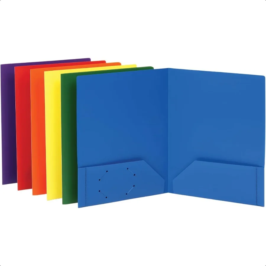

Folders with Pockets Durable Plastic Two Pocket Folders Assorted Colors 15187 Letter 6 per Pack