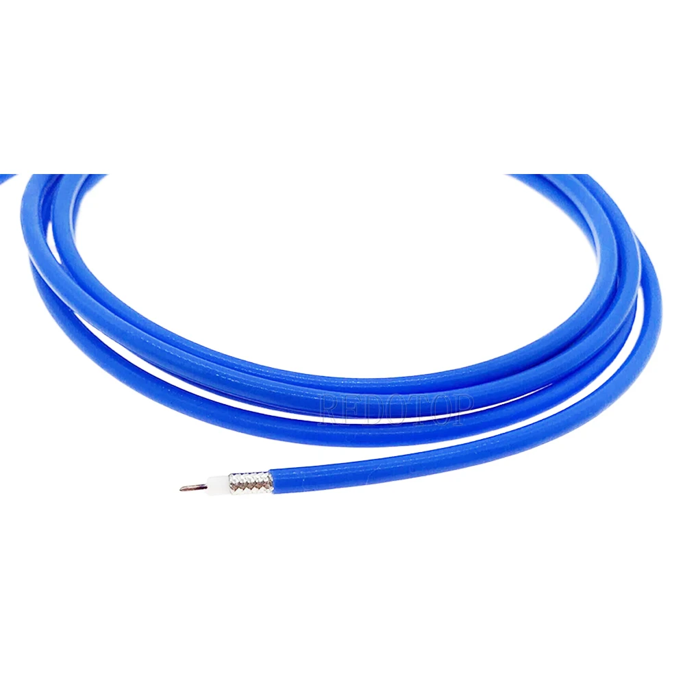 Cable de prueba de alta frecuencia, Cable Coaxial RF de 50 Ohm, puente Pigtail, RG402, semiflexible, chaqueta azul RG-402, 50CM-200M