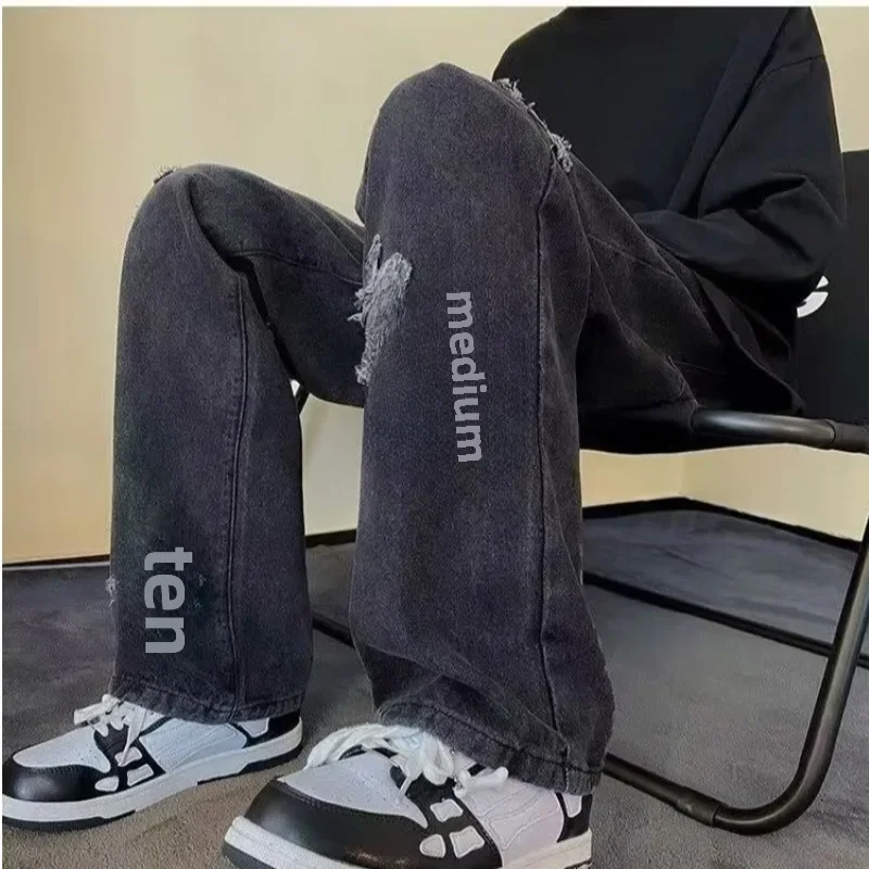 جينز رجالي عتيق على الطراز الأمريكي كروس بودي للغسيل المتعثرة للخريف والشتاء بنطلون عالي الشارع عصري مستقيم الساق