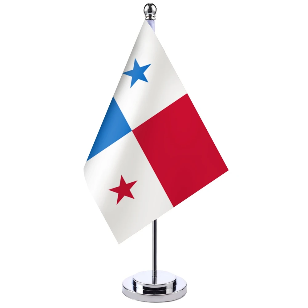 

14x21cm Office Desk Flag Of Panama Banner Boardroom Table Stand Pole The Panama Closet Cabinet Flag Set Meeting Room Decor