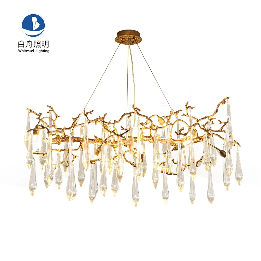 New European luxury atmospheric crystal chandelier modern luxury living room villa dining hall crystal ceiling hanging lamps