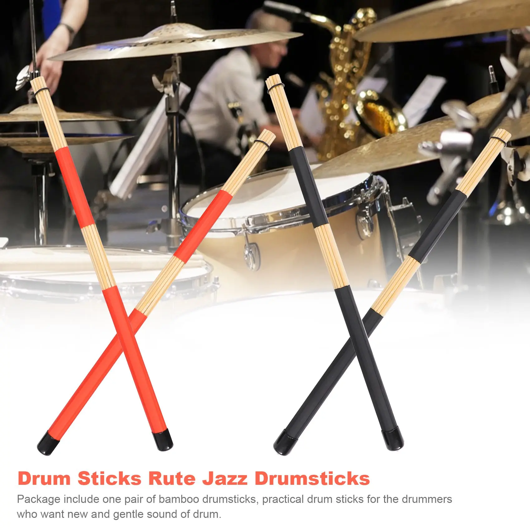 2 Pairs Drum Sticks Brushes Rute Jazz Drumsticks Practical Drumsticks for Skilled Drummers to Create New Sound of Drum