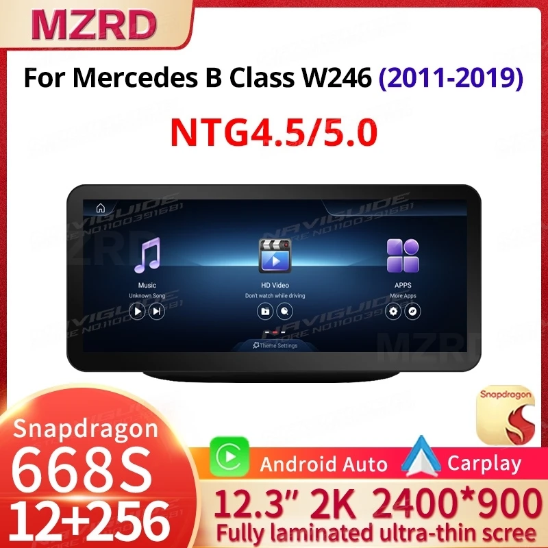 MZRD 12.3'' Android 14 2400*900P For Mercedes Benz A CLA GLA W176 C117 GPS Car Radio Multimedia Player Carplay Stereo 4G Tools